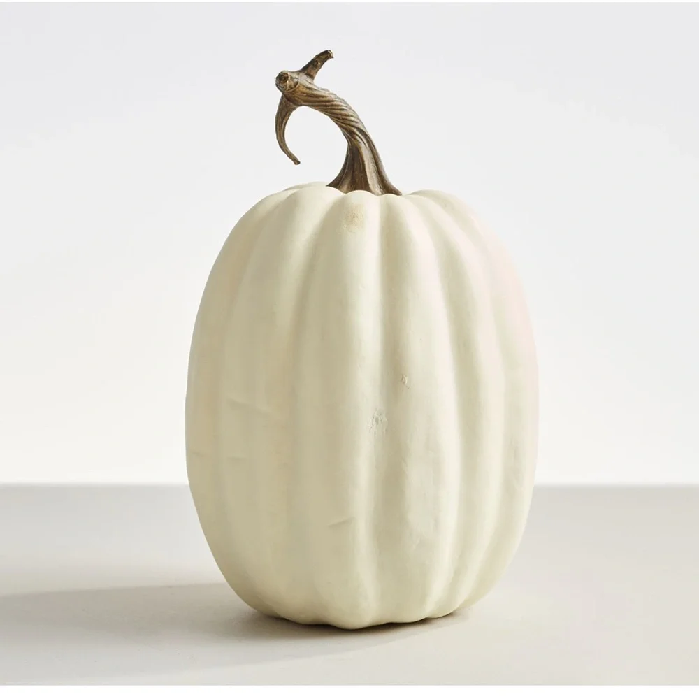 Pottery Barn Oversized White Rustic Halloween Pumpkin- 7.5”